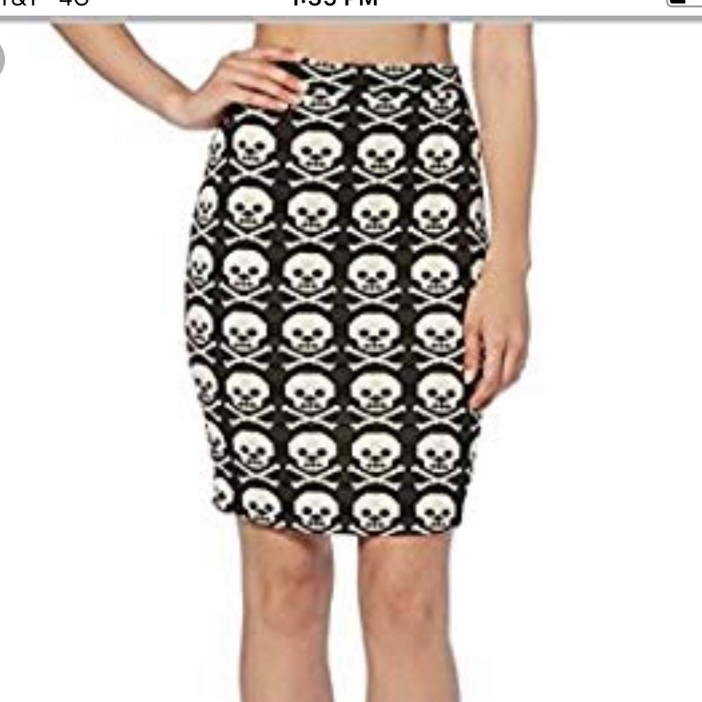 Jawbreaker Jolly Roger skull knit pencil skirt XL